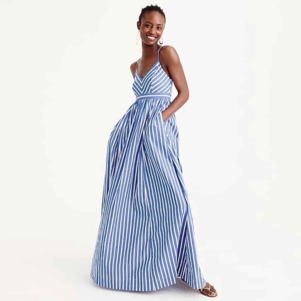 J Crew long draped spaghetti stripe dress